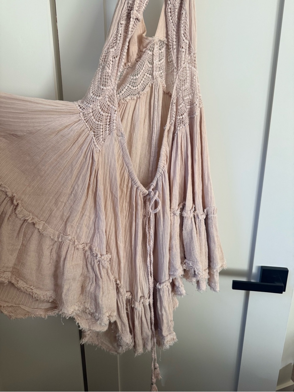 Free People Cream Halter Tiered Mini Dress - Picture 2 of 4